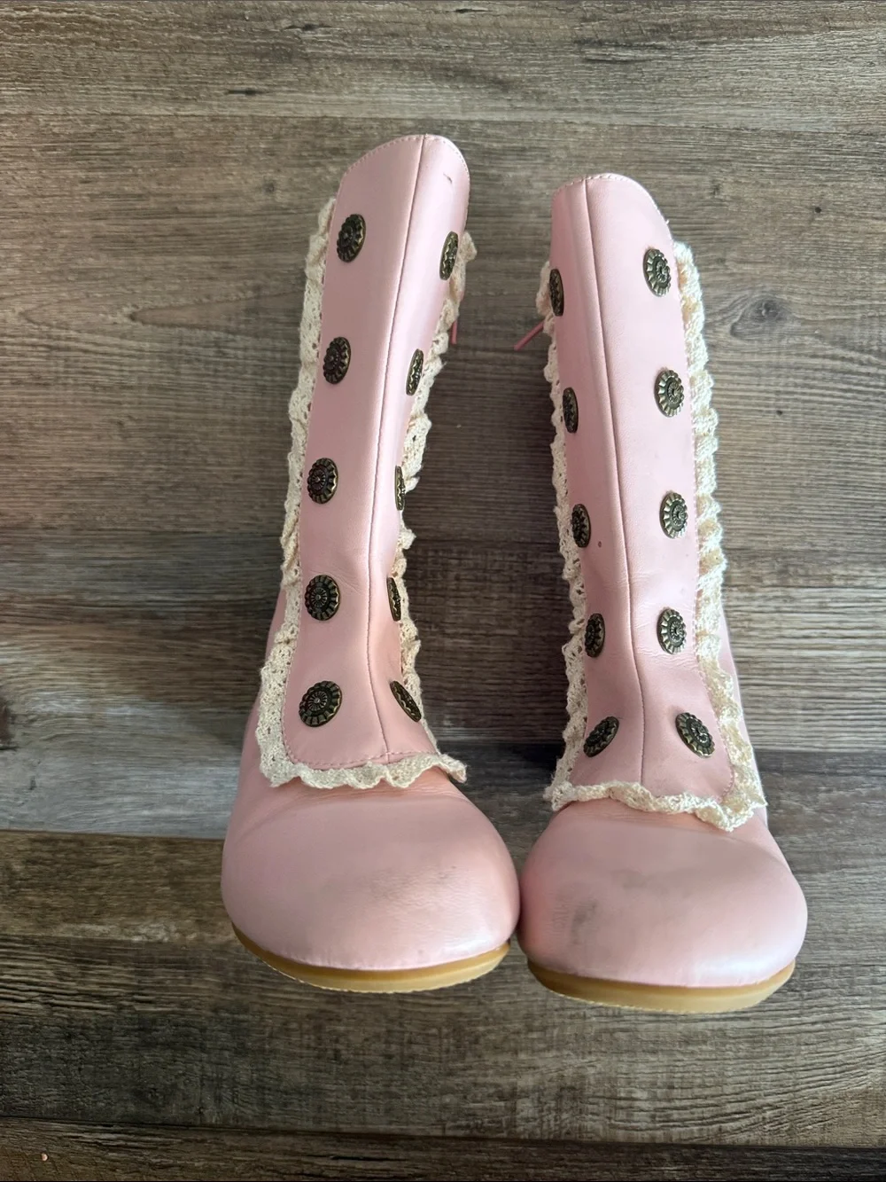 Pink Lace-Trim Girls' Ankle Boots